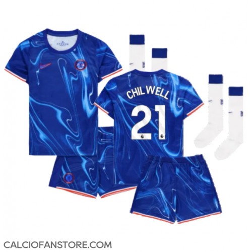 Maglia Calcio Chelsea Ben Chilwell #21 Prima Divisa Bambino 2024-25 Manica Corta (+ pantaloncini)